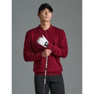 [빈폴골프]남성 투톤 스트라이프 니트 칼라티 - 와인(BJ5951B01Z)