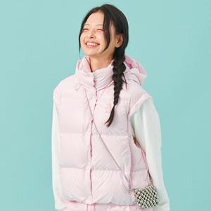 [먼싱웨어]여성 소매 디테쳐블 푸퍼 다운 베스트 라이트핑크 MQ422PJPO2