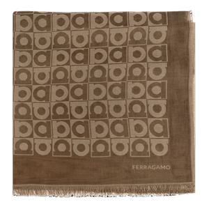 26 SS 페라가모 에스프레소 카멜 모노그램 프레이드 엣지 스카프 520143STGANCUBO785249