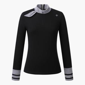 M 데상트골프웨어 GQC DP42WFTLO9-BLKG 여성 넥변형 밍크기모 티셔츠 / BLACK