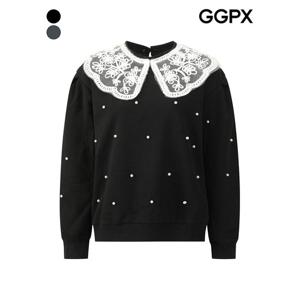 [GGPX]레이스 빅 카라 진주 맨투맨 티셔츠 (GPCTS025F)