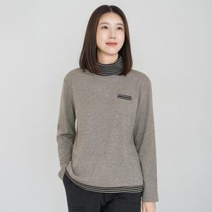 엄마옷 마담4060 줄가라배색기모폴라티셔츠 여성 데일리 -ZTE2601006-