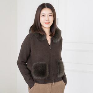 엄마옷 마담4060 퍼후드니트집업가디건 중년여성 데일리 -ZCA2601001-