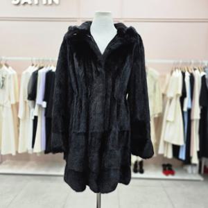 [샤틴]천연밍크 후드넥 풀스킨  하프 코트S254C020A