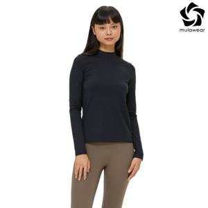 뮬라웨어 여성 소프트 웜 하프넥 롱 슬리브 티셔츠 AWWDTL702-BK-YDP