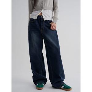 (355X21LP2R) [에잇세컨즈] 틴워싱 와이드 기모 데님  네이비