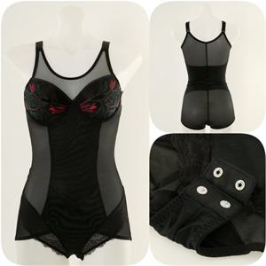 [비너스] 24SS(C컵)블랙에 화려한자수 탄탄한소재 올인원 (OBT5903C)