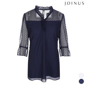 도트 패턴 시스루 블라우스_JABU4-WRB100