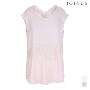 레이스 배색 민소매 블라우스_JABU5-WRB410