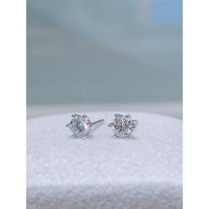 미니골드 PT950 [플래티넘-랩3부] 베이직 6프롱 귀걸이 EAAS5100L