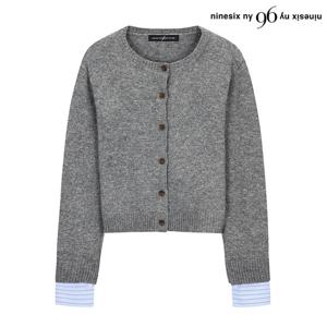 [나인식스뉴욕(영캐릭터)]라운드넥 소매 셔츠 레이어드 울 니트 가디건 (NO3CK021L0)