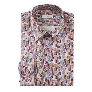 [에스티듀퐁(셔츠)]FW 퍼플 부드러운 면레이온 프린트 캐쥬얼남방 SE4FM21LS327SPU