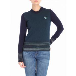 [KENZO] 라프리마 여성 터틀넥 폴로 necks 타이거 blue 앤 그린 로고 풀오버 2TO51186076 Blue /8