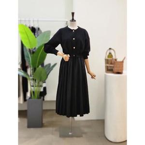 [포커스]  24FW3J9OP5651_스트링 플리츠 니트 롱 원피스