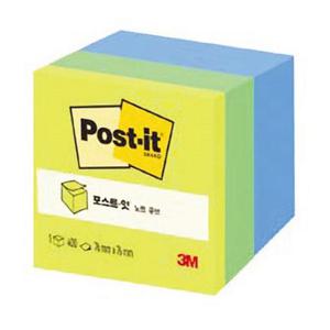 3M)포스트-잇 노트(큐브 3색 NG.LAEB 그린) 접착메모지 접착식메모지 메모용품 학용품 다용도메모지 필기용