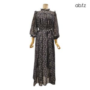 [에이비에프지]라운드넥 플라워 패턴 롱 원피스 APZ1HO39C