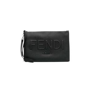 펜디 로고 스트랩 레더 클러치 블랙 7N0136AMACF0GXN