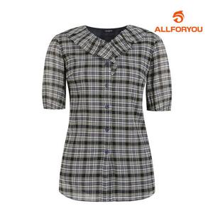 [올포유] 여성 체크 러플 반팔 블라우스 ALBLL4121-915