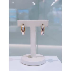 미니골드 실버+14K 트리플 트위스트 링귀걸이 MEM22004