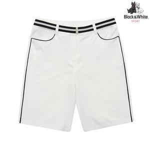 [블랙앤화이트] 여성 여름 스트라이프 벨트 기본핏 5부 반바지 5713LZWP_WHITE