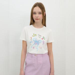 [올리브데올리브]슬림핏 핸드 드로잉 아트웍 티셔츠(OH5ME492)