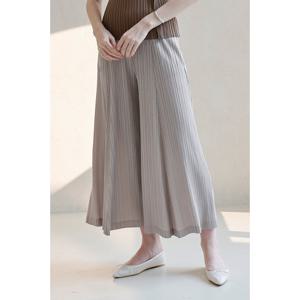 [요이츠]패널 플리츠 와이드 팬츠_YJ05WNPSL06_GY1