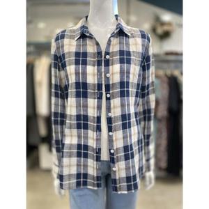 안지크 세이브존07 여성 린넨 체크 셔츠 AI2-BL114-0