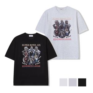 남자 오버핏 슈퍼볼 켄드릭 코튼 반팔 티셔츠 RM-TSH-Q100-검정