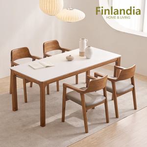 핀란디아 로하스 포세린 세라믹 원목 4인식탁세트(와이드형/의자4)
