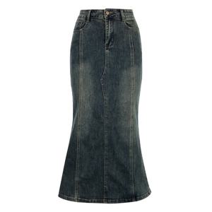 [레코브](레코브) 스티치절개롱데님 스커트(LC31CYDS512X)