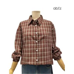 [에이비에프지]체크 패턴 긴팔 롱 면 남방 APZ4HB34J