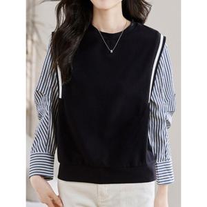 [예쎄][예쎄] 페이크 투피스 배색 니트 블라우스 (S5SBL037A)