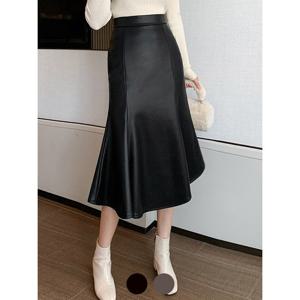 [예쎄][예쎄] 레더 머메이드 스판 미디 스커트 (S4FSK015A)