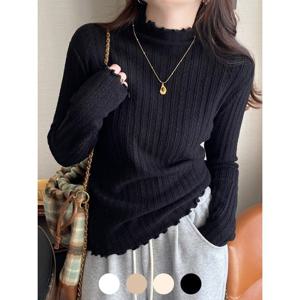 [예쎄][예쎄] 물결넥 패턴 시스루 니트 티셔츠 (S4FTS014A)