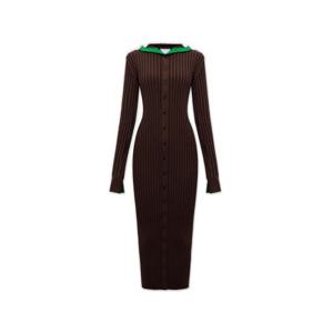 26 SS 보테가 베네타 라이트웨이트 리브드 실크 후드 드레스 704312VKJM0