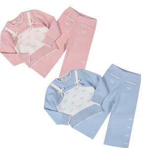 [치크(키즈)]리본 뷔스티에 스웨터 상의+바지SET CKSV25W1G