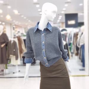 [ab.f.z]포인트 카라 데님 버튼 가디건 FSPNZ4Y38K