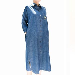 [비꼴리끄(여성)]데님 자수 셔츠 원피스 B242DO2120