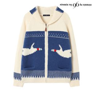 [나인식스뉴욕(영캐릭터)]집업 레글런 니트 긴팔 가디건 (NP4CK028L0)