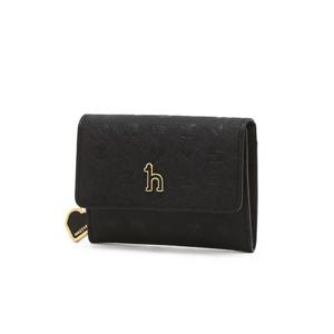 [헤지스]헤지스 블랙 이니셜패턴 소가죽 카드지갑 WIHO4F516BK
