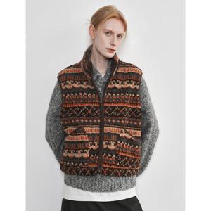 [보니스팍스]패턴 후리스 하이넥 집업 베스트 (XP4VW010L0)