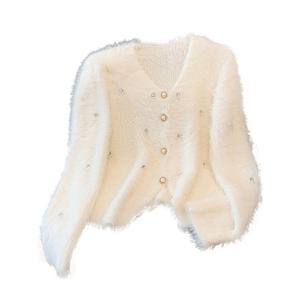 [예쎄][예쎄] 큐빅 펄 장식 앙고라 니트 가디건  S4WCD031A