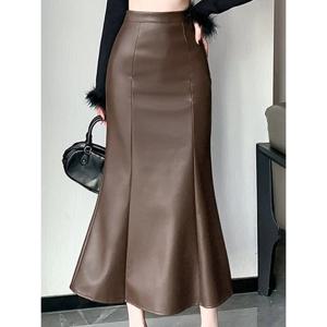 [예쎄][예쎄] 레더 슬림핏 머메이드 롱스커트  S4WSK001A