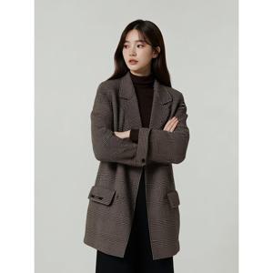 [예쎄][예쎄] 소프트 더블 체크 모직 하프코트  S4WCT021A