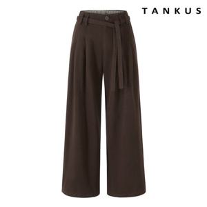 [탱커스] 벨티드 기모 뒷 밴딩 코튼 와이드 팬츠 (TX4PT013L0)