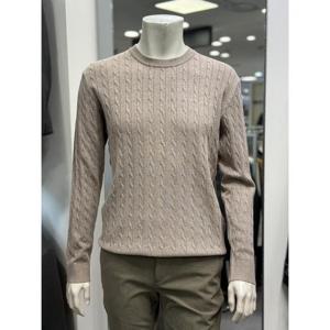 basso 세이브존01 베이지 꽈배기 패턴 라운드 니트 BSZ3WR48A