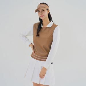 테일러메이드  여성 가죽 패치 카라 맨투맨 티셔츠 TWTYM7146-513