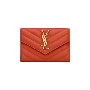 생로랑 카산드라 월렛 램스킨 다크 만다린 414404-AAA44-7993