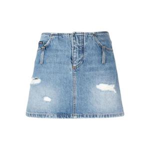 돌체앤가바나 디스트레스드 이펙트 데님 미니 스커트 F4COEDG8JQ2