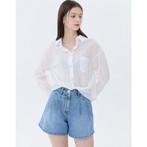 질스튜어트 뉴욕 여성 25SS 화이트 로고자수 린넨 긴팔블라우스 WJBL5B700WT